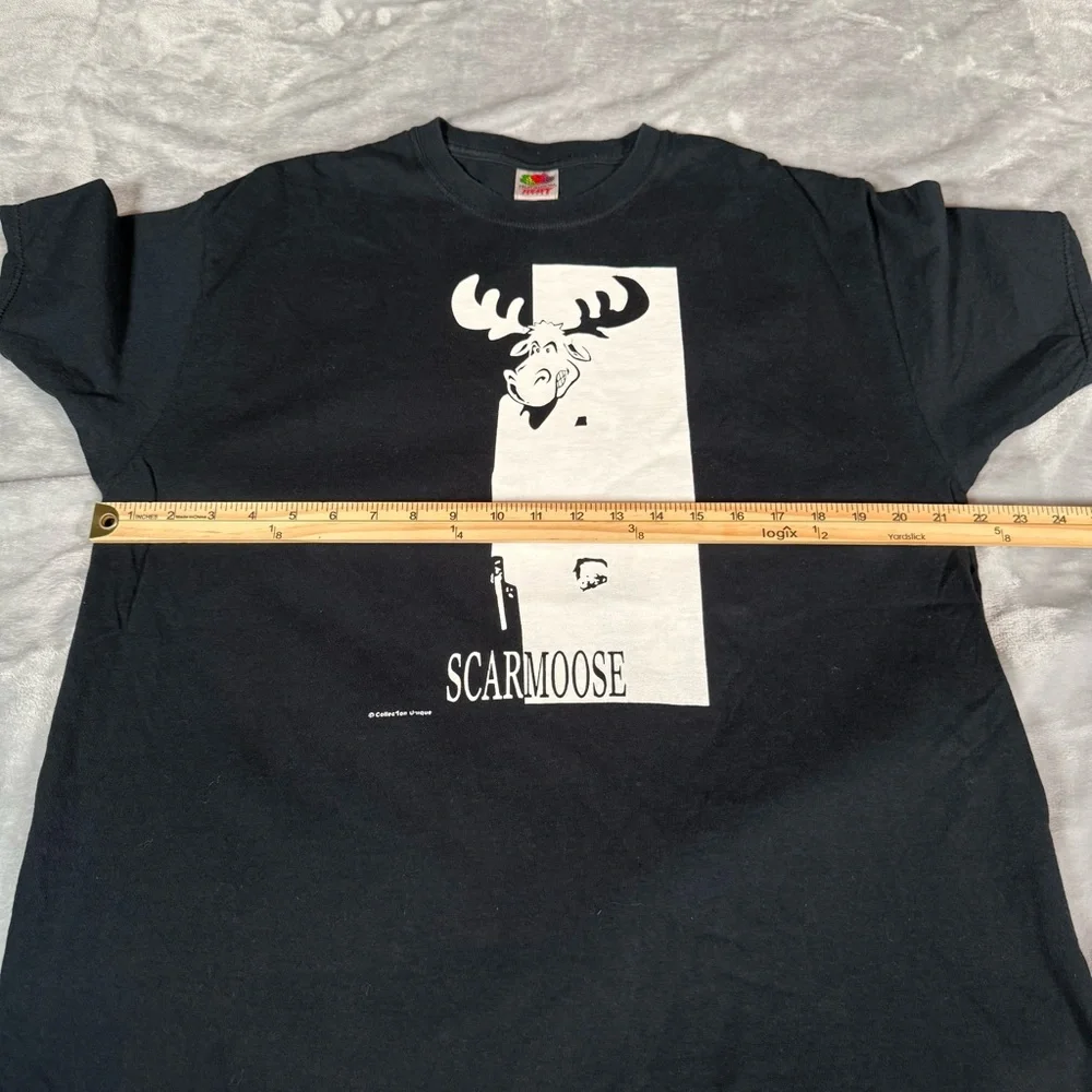 Vintage Scarface Moose Parody T Shirt Mens XL Slim Fit Funny Washed Black Y2K - Picture 5 of 6